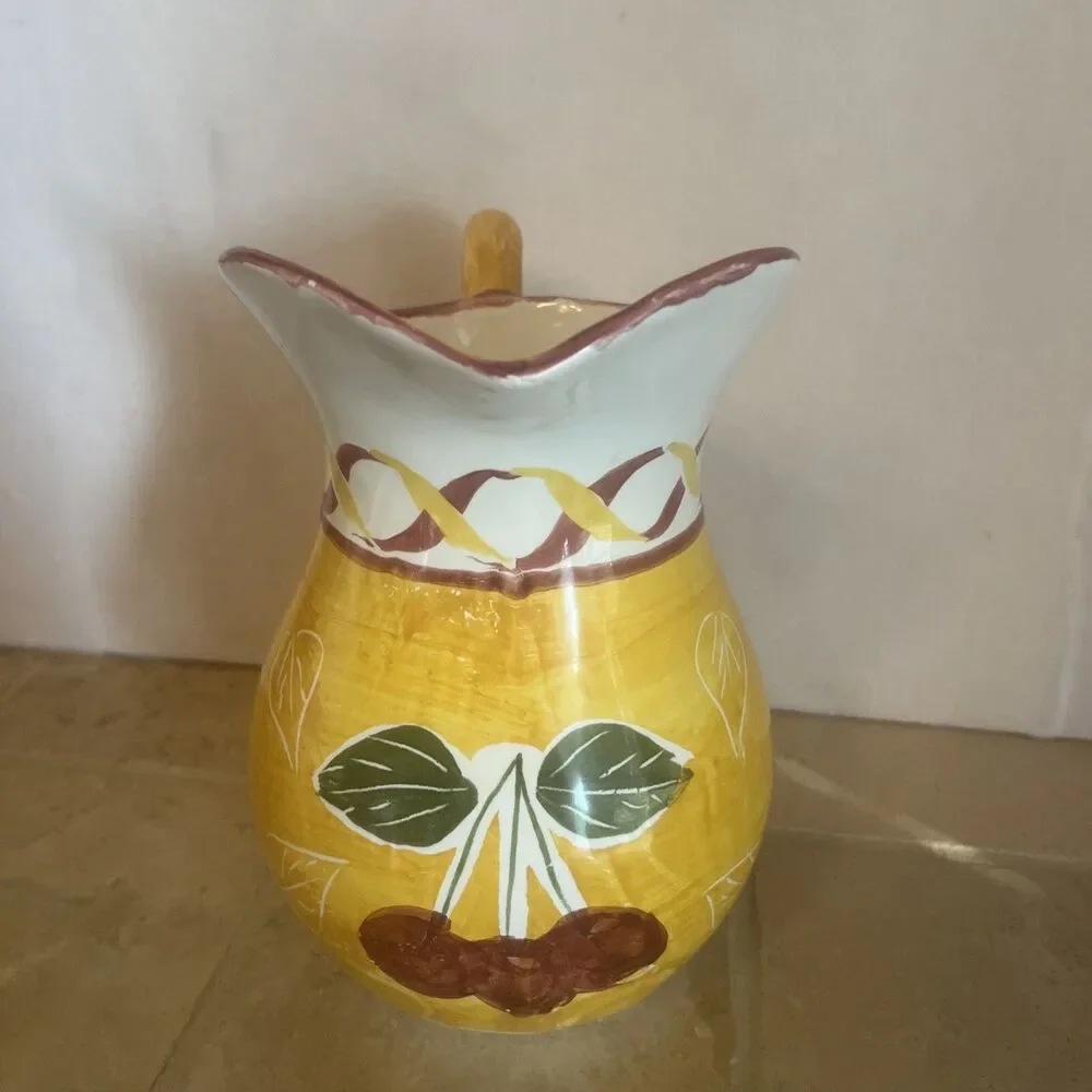 Pottery Barn handmade in Mexico ceramic cherry Fruit Pitcher